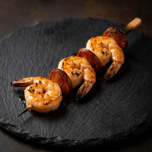 Brochette de crevettes au chorizo