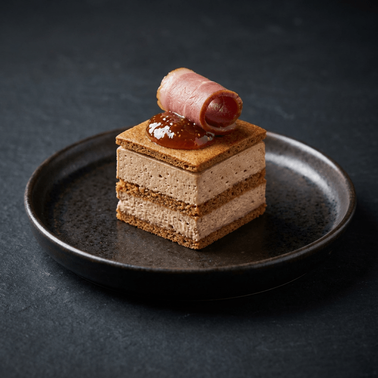 Carré de mousson de canard au pain d'épices, gelée de figues et canard fumé