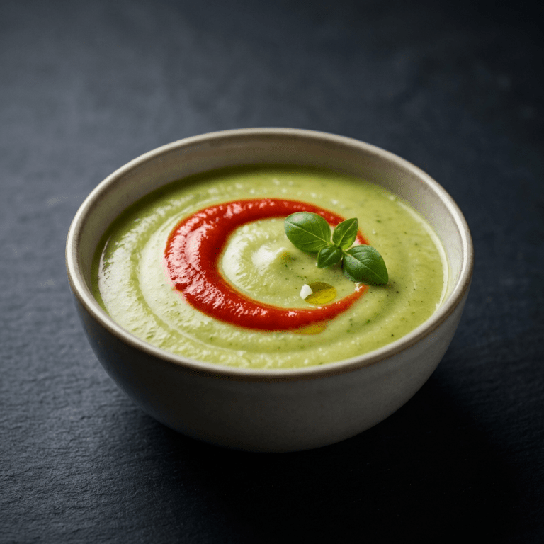 Crémeux de courgette au basilic et son coulis de péquillos