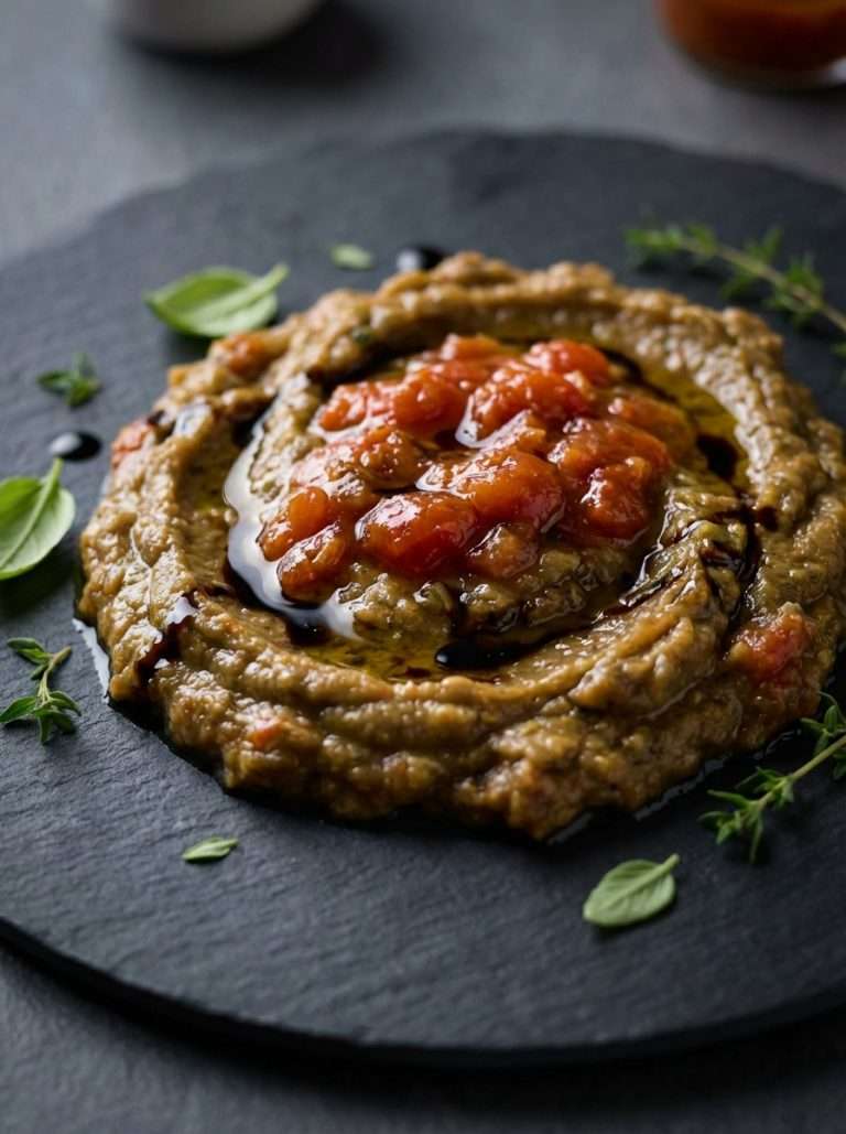 Caviar d'aubergine et son concassé de tomate