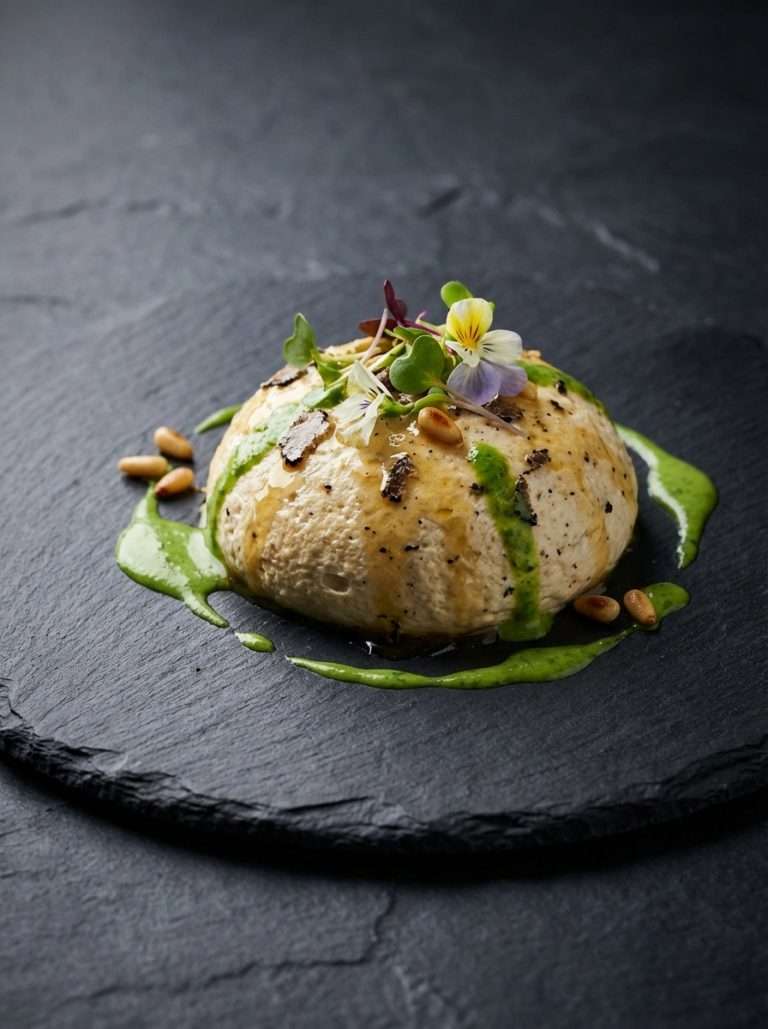 Mousse de burrata à la truffe et sa crème de roquette