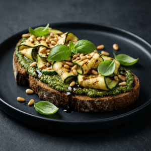 Pain nordique au pesto et courgette grillée