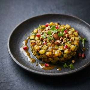 Tartare de courgette rôtie au curry