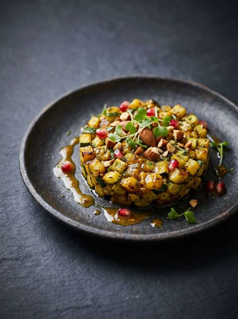 Tartare de courgette rôtie au curry